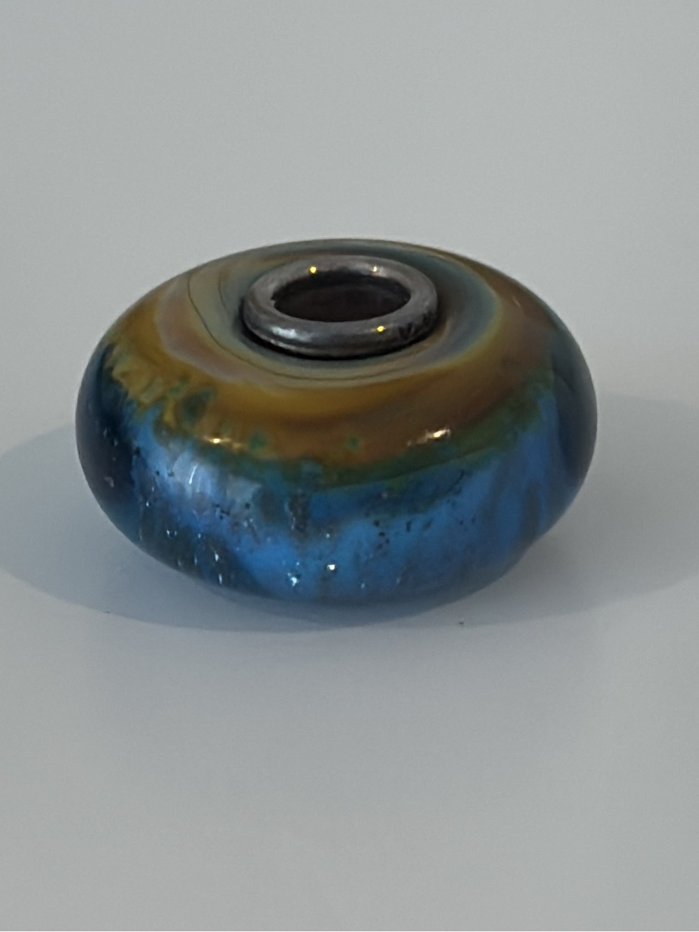 TROLLBEADS beach bead Murano glass bead blue sterling silver core